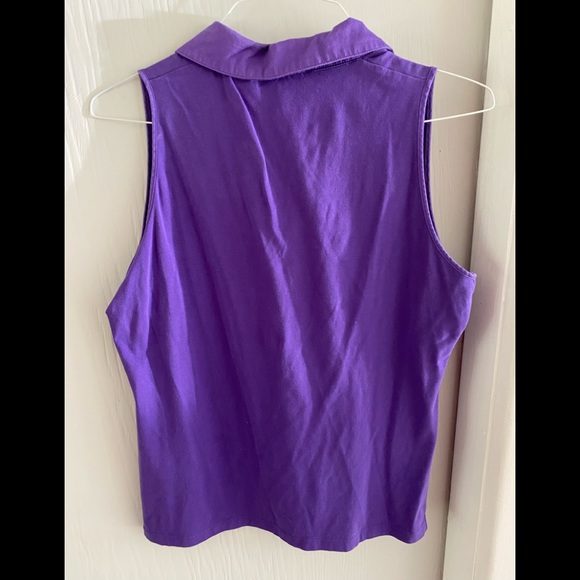 Women’s Jones size XL purple sleeveless top wit ruffles in front - Picture 2 of 5